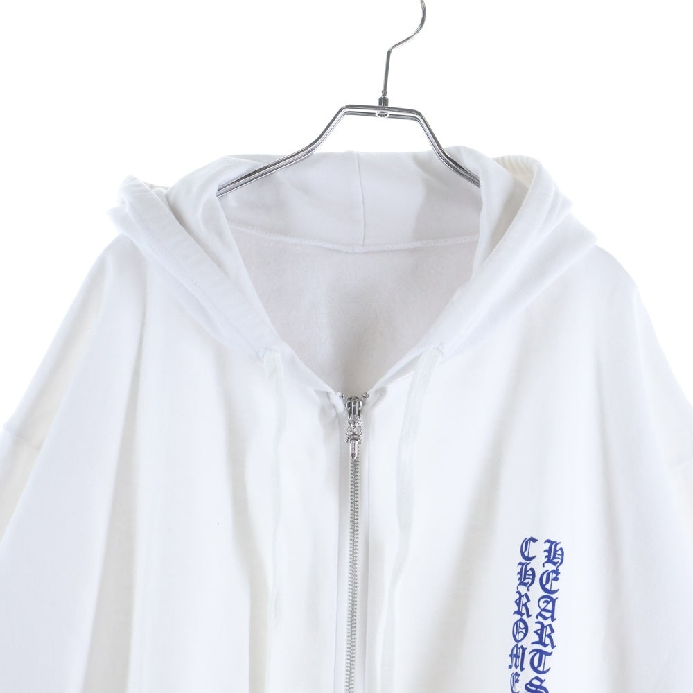 CHROME HEARTS(クロムハーツ) SWTSHRT HD ZIP アームロゴ ジップアップ パーカー ホワイト/ブルー