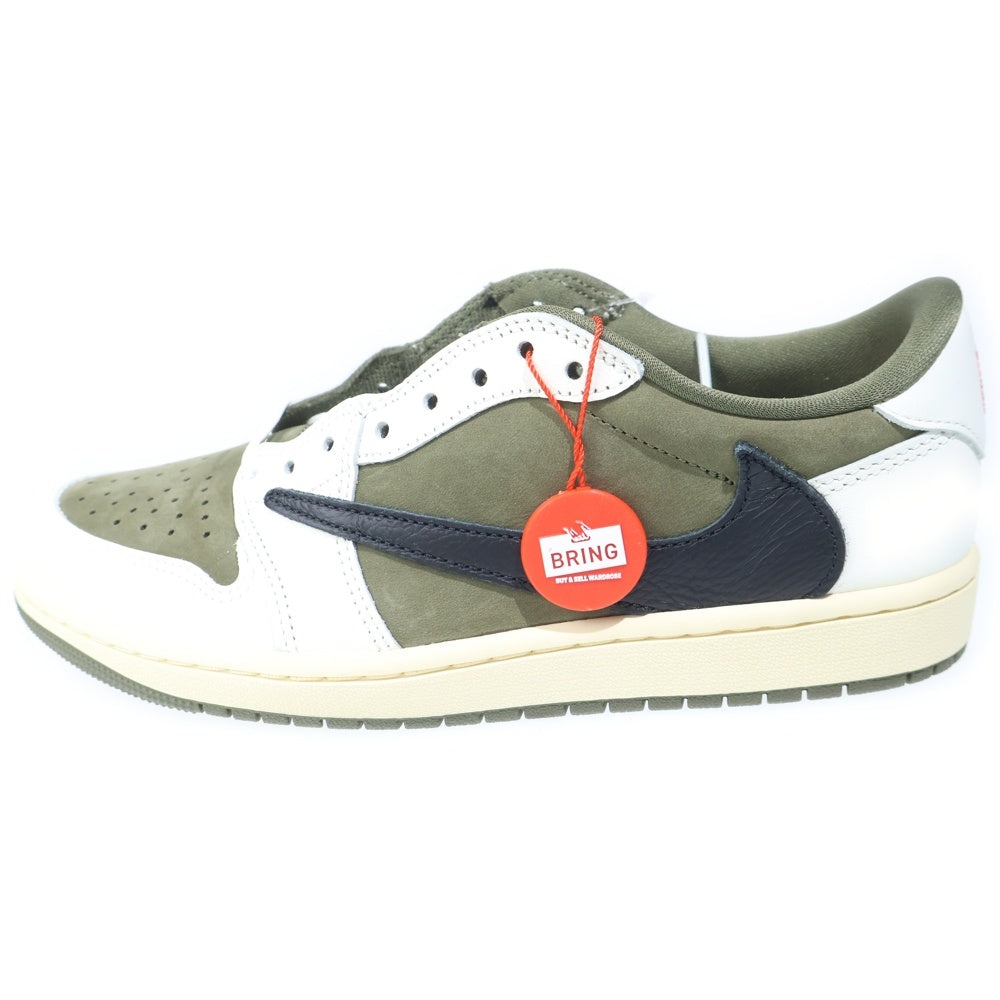 NIKE(ナイキ) ×TAVIS SCOTT AIR JORDAN1 LOW OG SP トラヴィス スコット エアジョーダン1 リバースオリーブ DM7866-200 ローカットスニーカー ホワイト/カーキ US7.5/25.5cm