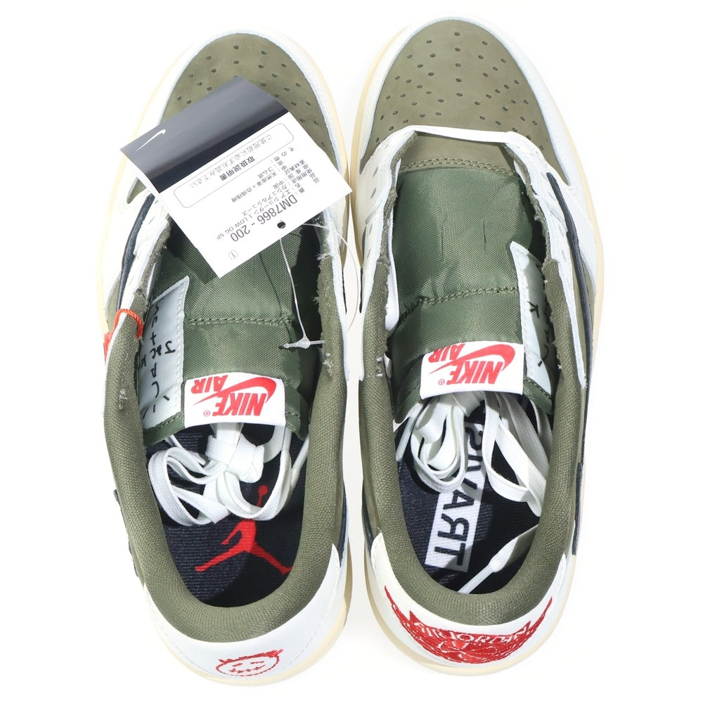 NIKE(ナイキ) ×TAVIS SCOTT AIR JORDAN1 LOW OG SP トラヴィス スコット エアジョーダン1 リバースオリーブ DM7866-200 ローカットスニーカー ホワイト/カーキ US7.5/25.5cm