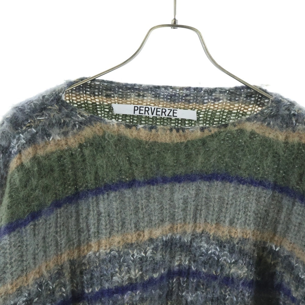 PERVERZE(パーバーズ) モヘア混合 クロップドニット セーター マルチカラー 0121030512