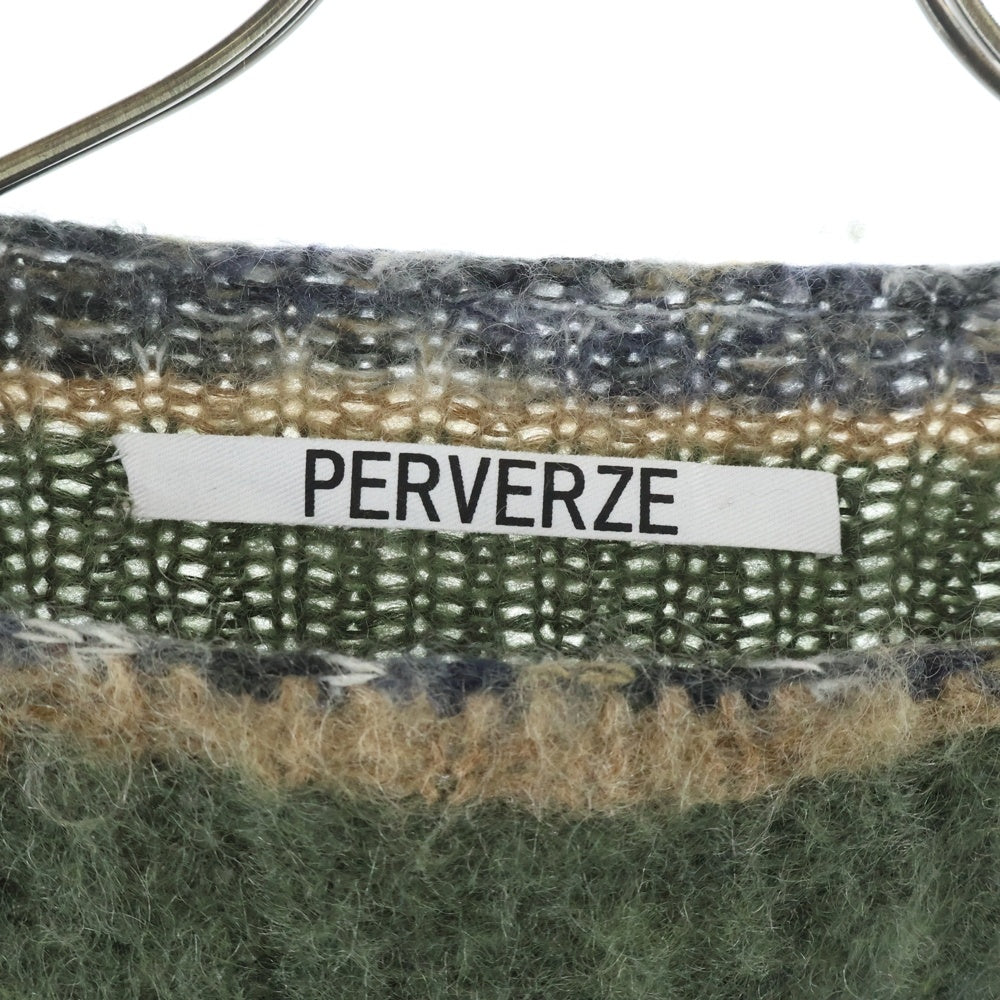 PERVERZE(パーバーズ) モヘア混合 クロップドニット セーター マルチカラー 0121030512