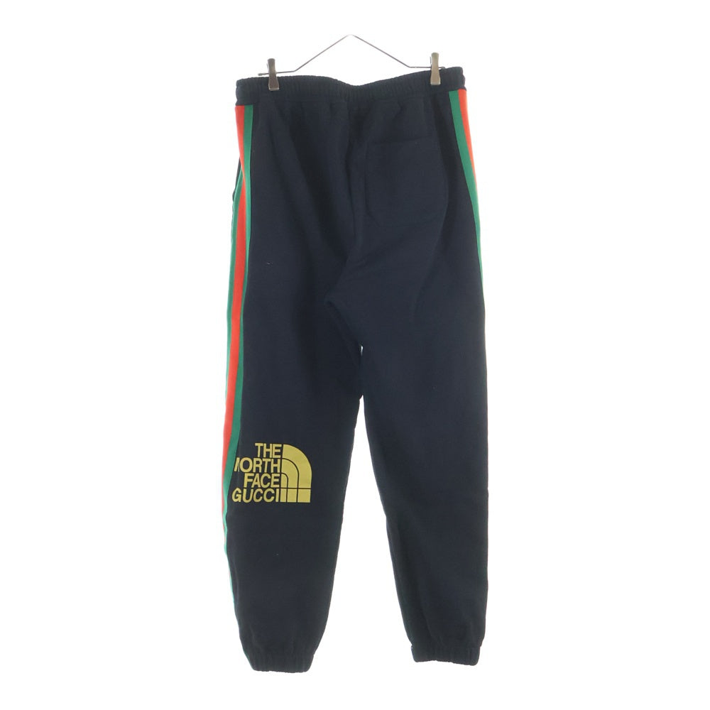 GUCCI(グッチ) 21SS×THE NORTH FACE ザ ノースフェイス サイドシェリーラインロゴプリントスウェットパンツ ブラック 657490 XJDIP