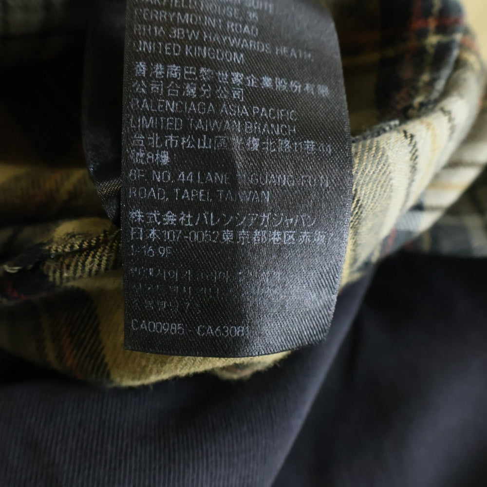 BALENCIAGA(バレンシアガ) 24AW PARIS LIBERTY L/S LAYERED SHIRT パリ リバティ‐ レイヤード ダメージ加工 カットソードッキングヴィンテージチェック長袖シャツ 794656 TQM20 カーキ