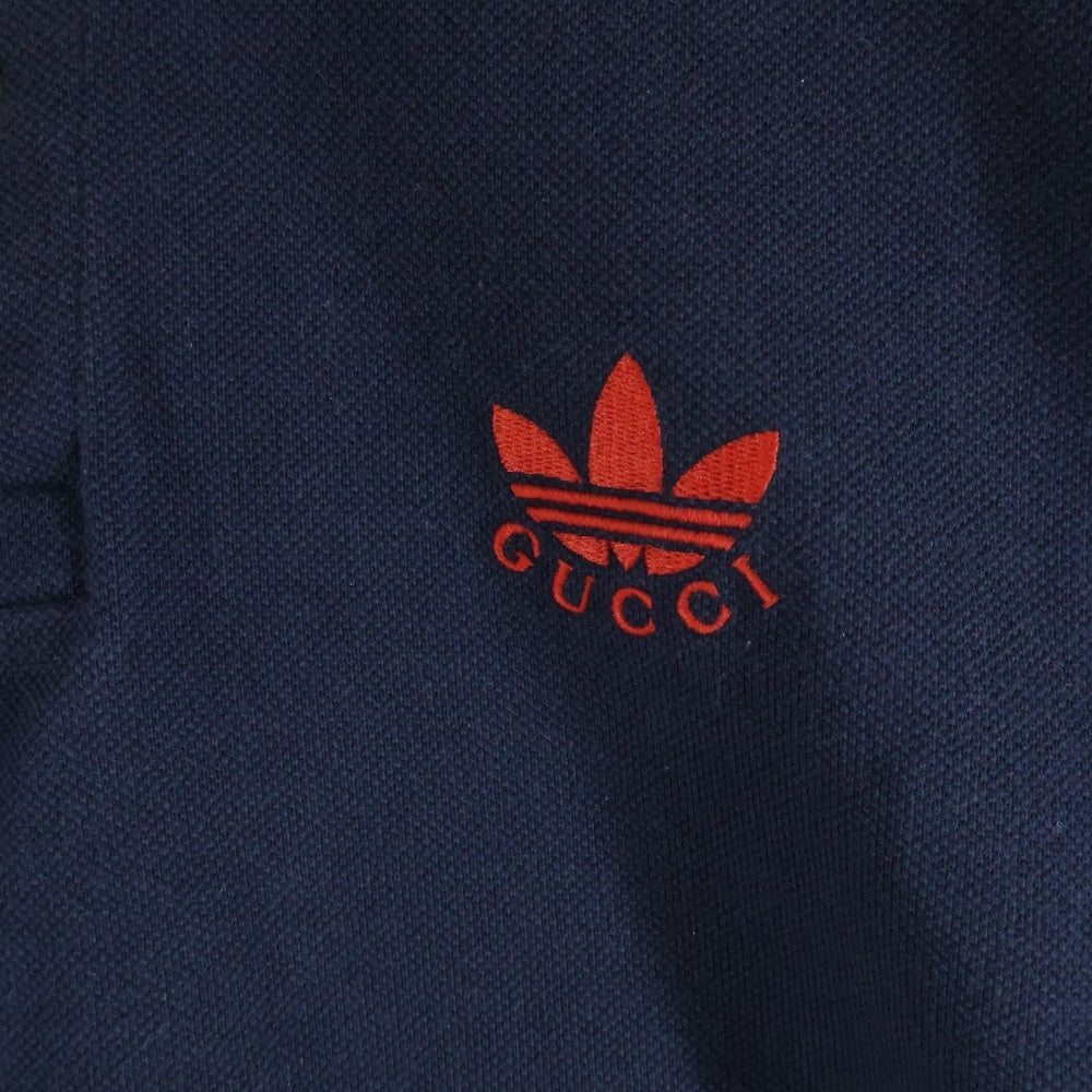 GUCCI(グッチ) ×adidas 1POINT Logo Shirt ×アディダス ワンポイントロゴ刺繍 半袖ポロシャツ ネイビー 700497 XJEL0