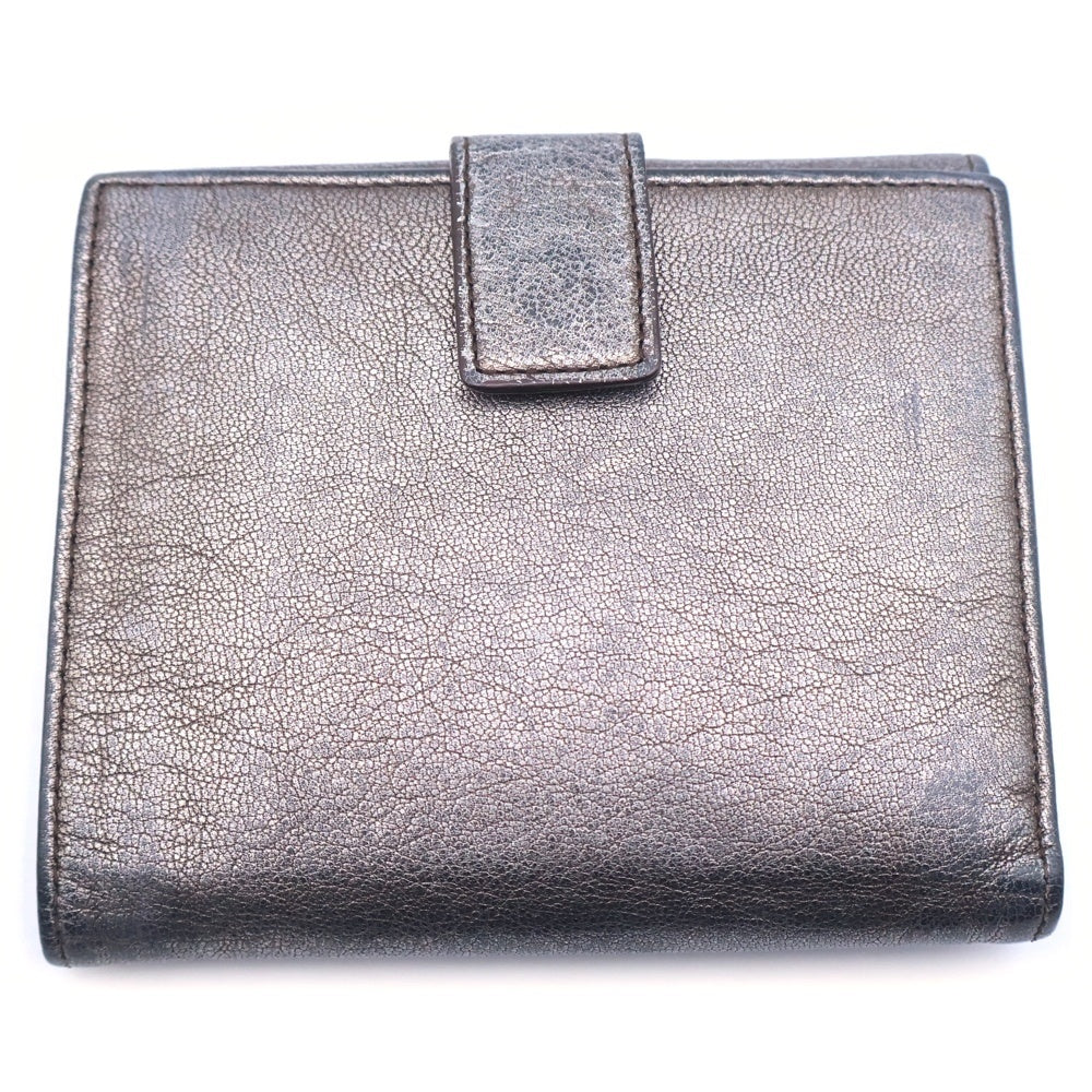 Salvatore Ferragamo(サルヴァトーレ フェラガモ) メタリック スタッズ ロゴ 二つ折り 財布 ウォレット ブラウン