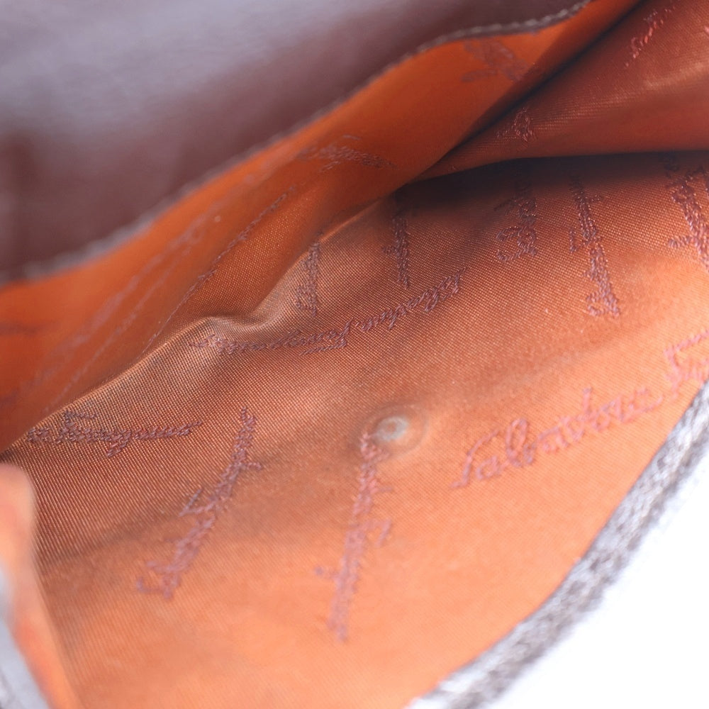 Salvatore Ferragamo(サルヴァトーレ フェラガモ) メタリック スタッズ ロゴ 二つ折り 財布 ウォレット ブラウン