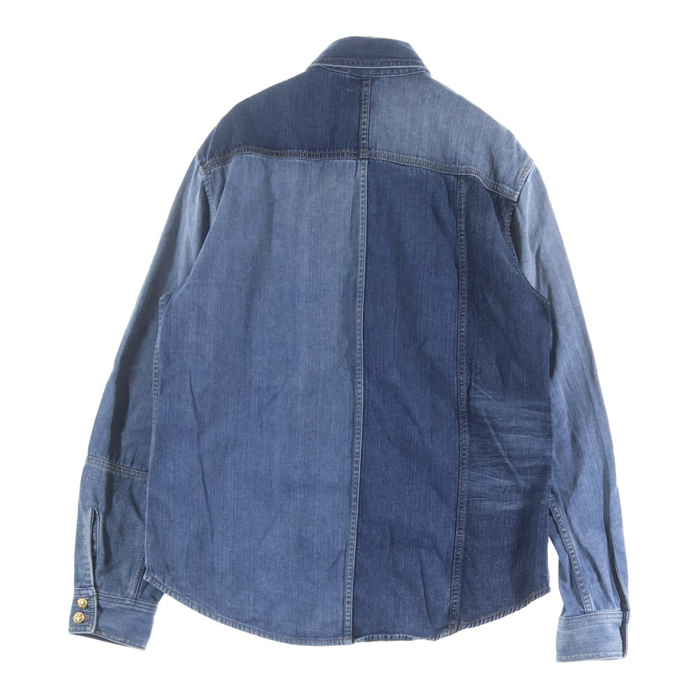 GUCCI(グッチ) PATCHWORK EFFECT DENIM SHIRT パッチワーク デニム 長袖シャツ インディゴ 623229 XDA8K