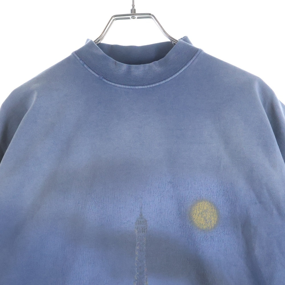 BALENCIAGA(バレンシアガ) 24SS PARIS MOON Oversized Tee ヴィンテージ加工 パリスムーン 半袖Tシャツ グランジブルー 739028 TQV01