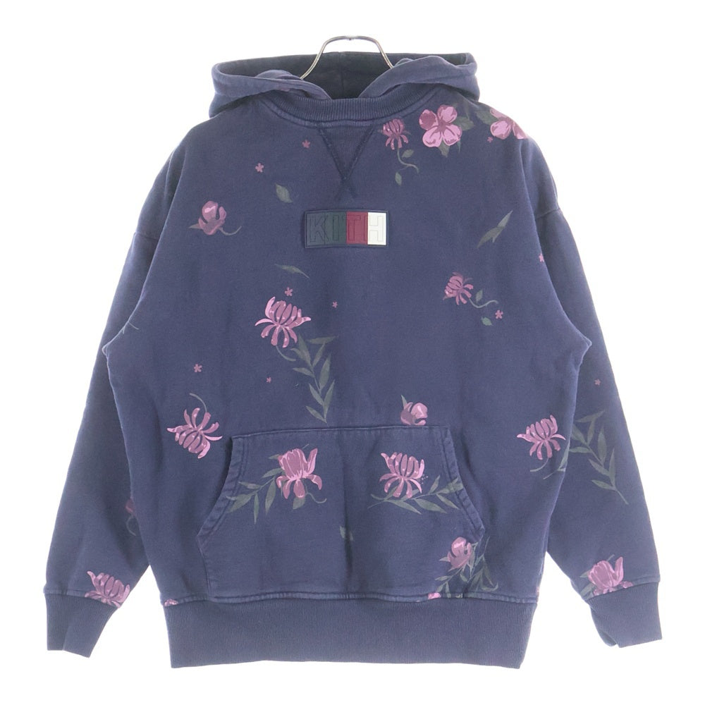 KITH(キス) 19AW Rose Frowers parker ローズフラワー柄 ボックスロゴ プルオーバーフーディーパーカー ネイビー