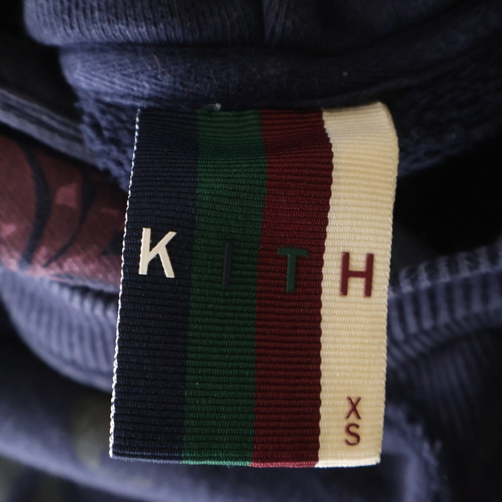 KITH(キス) 19AW Rose Frowers parker ローズフラワー柄 ボックスロゴ プルオーバーフーディーパーカー ネイビー