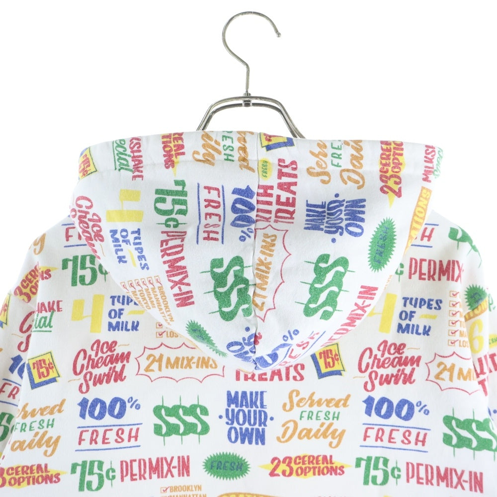 KITH(キス) NYC TREATS CIRCULAR HOODIE トリーツサーキューラースウェットフーディー プリント総柄ボックスロゴスウェットプルオーバーパーカー ホワイト/マルチ