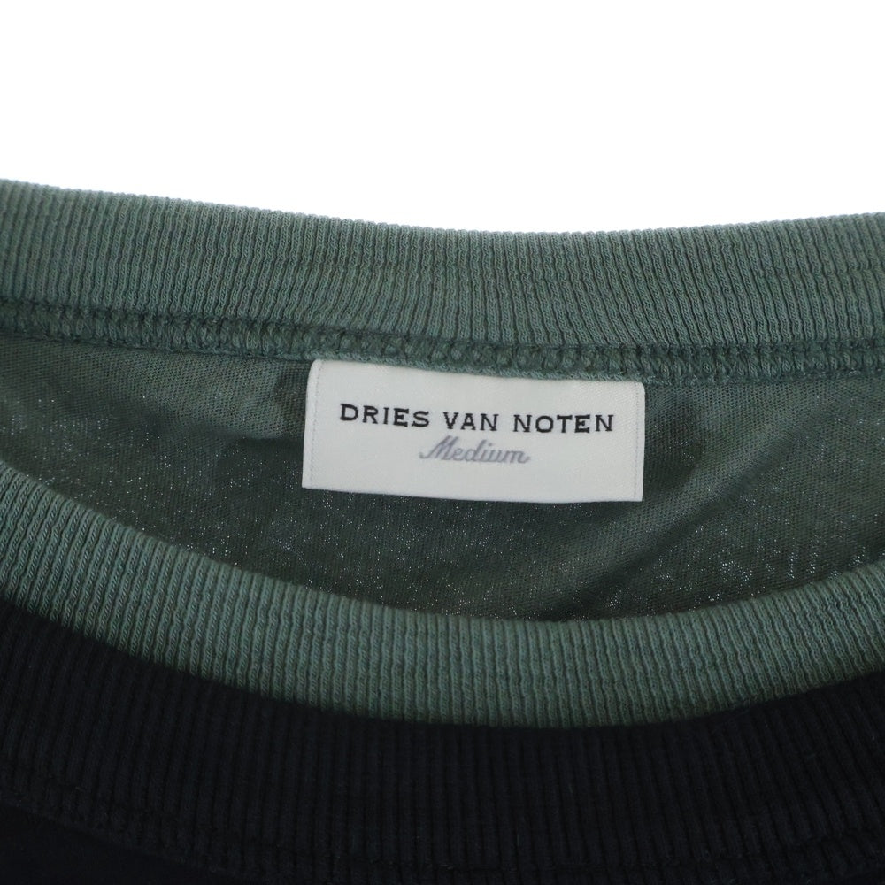 DRIES VAN NOTEN(ドリスヴァンノッテン) レイヤードロングスリーブTシャツ 長袖 カットソー コットン ブラック/グリーン