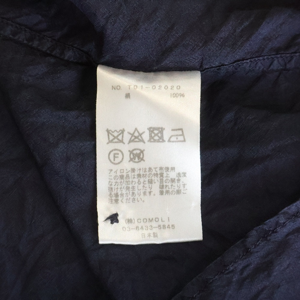 COMOLI(コモリ) 21SS 杢シルク シャツ 長袖シャツ ネイビー T01-02020