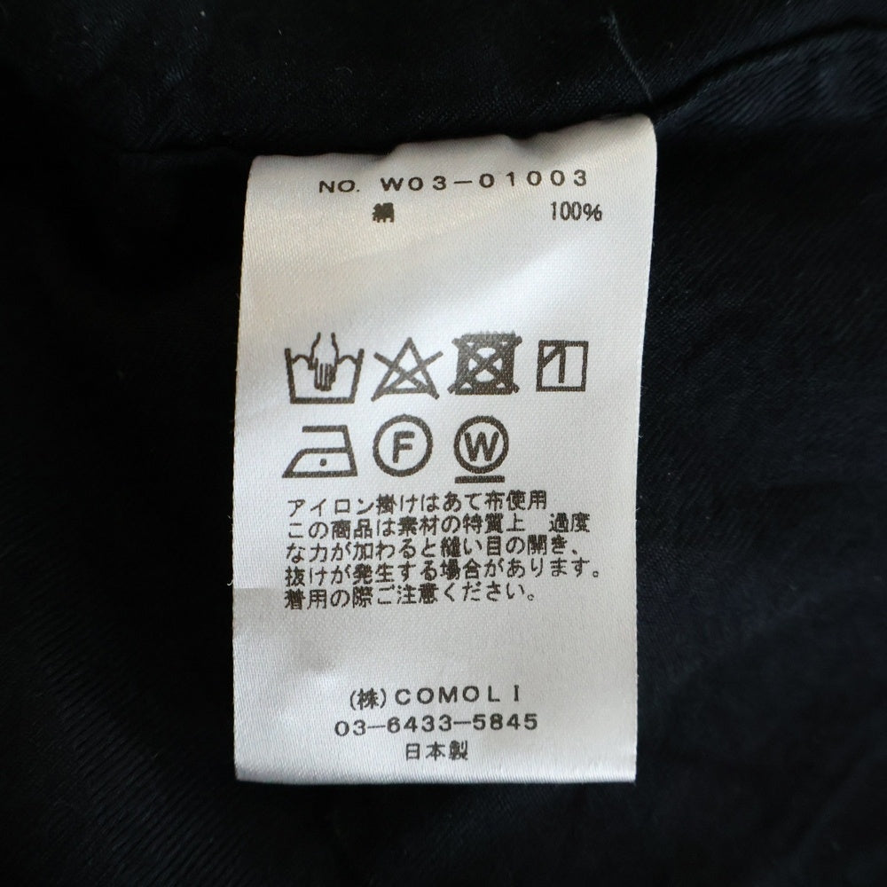 COMOLI(コモリ) 22AW シルクネルジャケット W03-01003 ブラック