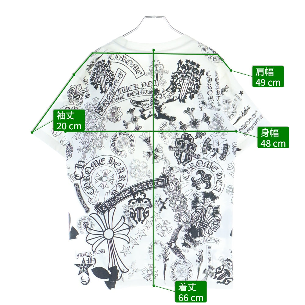 CHROME HEARTS(クロムハーツ) MULTI MOTIF S/S TEE マルチモチーフ 総柄プリント半袖Tシャツ ホワイト