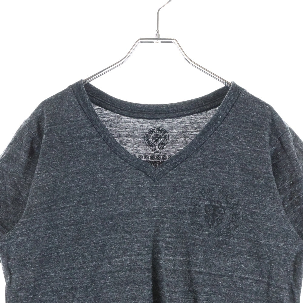 CHROME HEARTS(クロムハーツ) アメリカンフラグ プリントロゴ Vネック 半袖Tシャツ カットソー グレー