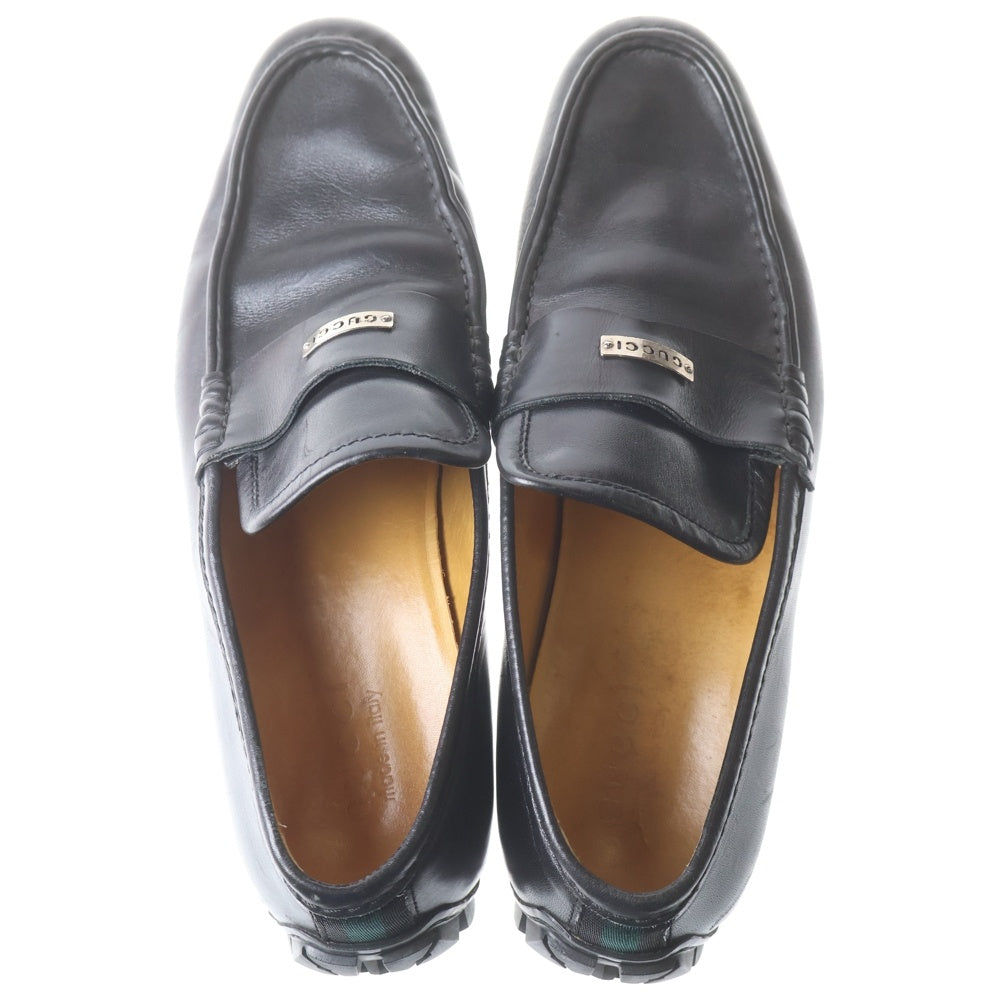 GUCCI(グッチ) メタル ロゴ ローファー ドライビングシューズ ビジネスシューズ ローファー 147944 ブラック