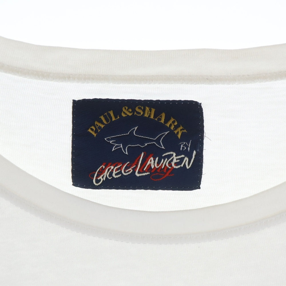 GREG LAUREN(グレッグローレン) Graphic Print Crew Neck T-Shirt ポール&シャーク グラフィックプリントクルーネック 半袖Tシャツ カットソー ホワイト