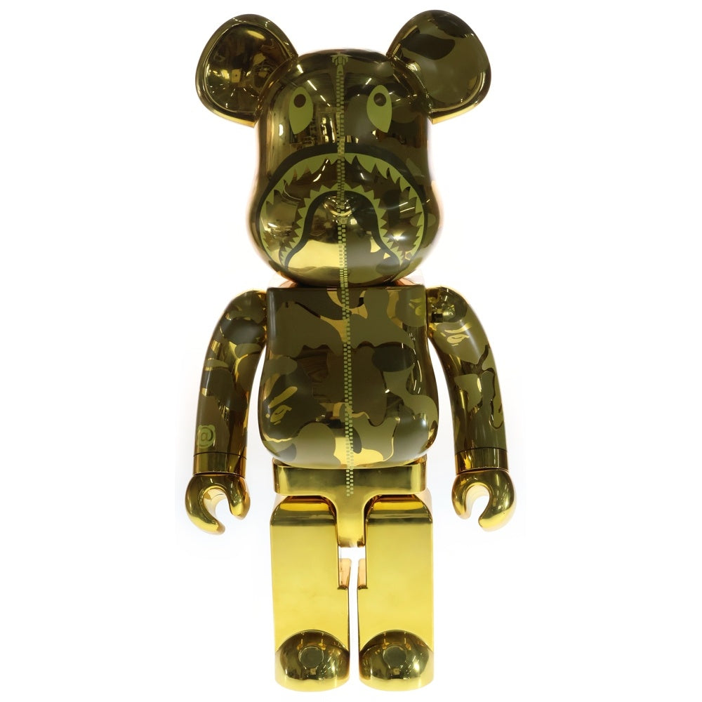 MEDICOM TOY(メディコムトイ) ×BAPE BE@RBRICK CAMO SHARK GOLD ベアブリック カモ シャーク 人形 ゴールド 1000％