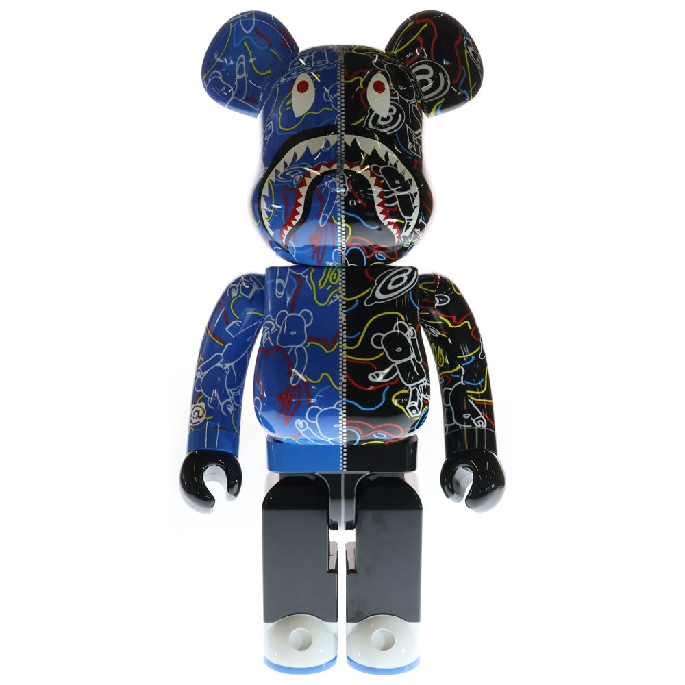 MEDICOM TOY(メディコムトイ) ×BAPE BE@RBRICK LINE CAMO SHARK ベアブリック ラインカモ シャーク 人形 ブラック/ブルー