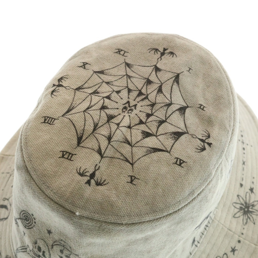 READY MADE(レディメイド) x Dr.WOO BUCKET HAT TATOO ドクターウー ヴィンテージ加工 タトゥーデザインバケットハット 帽子 グレー調
