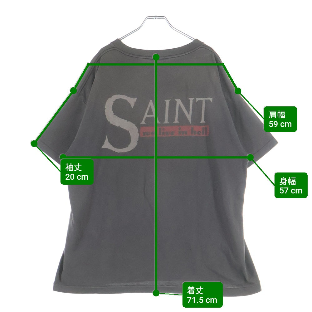 SAINT MICHAEL(セントマイケル) 23SS SS TEE WE LIVE HELL 半袖Tシャツ カットソー ブラック SM-A23-0000-002