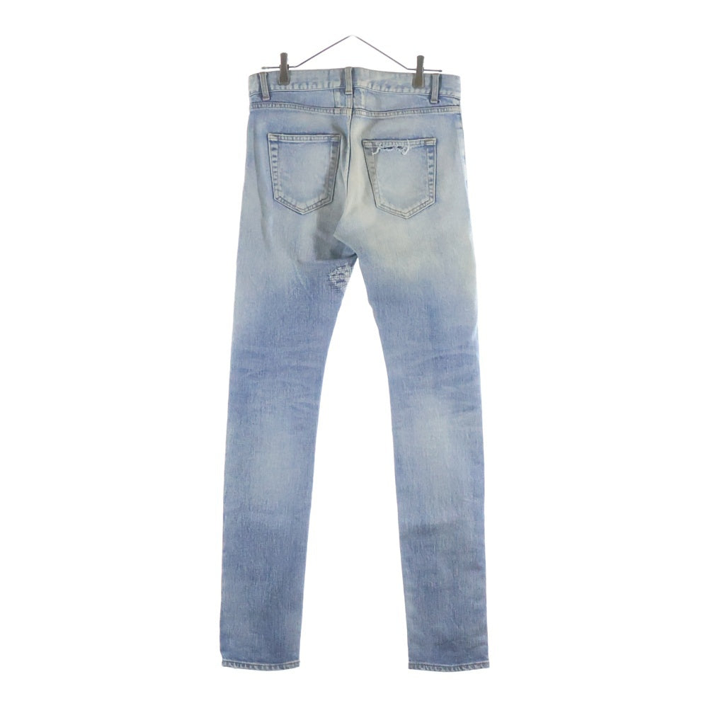 SAINT LAURENT PARIS(サンローランパリ) 17SS クラッシュ加工ウォッシュドストレッチデニム ダメージジーンズ インディゴ 454706 Y806K