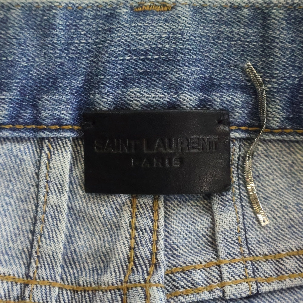 SAINT LAURENT PARIS(サンローランパリ) 17SS クラッシュ加工ウォッシュドストレッチデニム ダメージジーンズ インディゴ 454706 Y806K