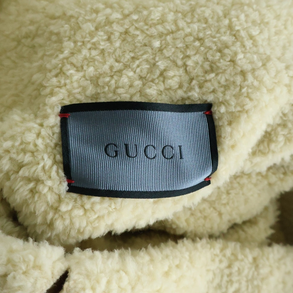 GUCCI(グッチ) エンブロイダリー フローラル コーデユロイ ボア ジャケット ベージュ 458512