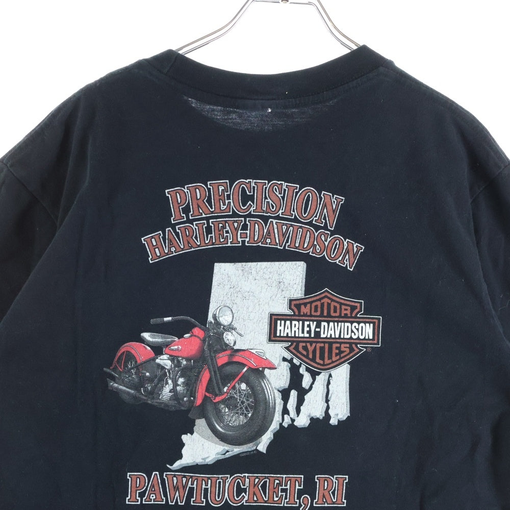 VINTAGE(ヴィンテージ) Harley-Davidson ファイアーパターン ウルフ 両面プリント 半袖Tシャツ クルーネックカットソー ブラック