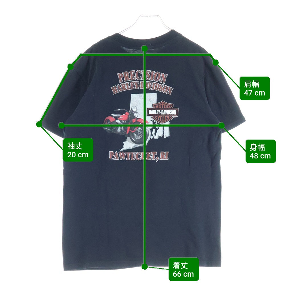 VINTAGE(ヴィンテージ) Harley-Davidson ファイアーパターン ウルフ 両面プリント 半袖Tシャツ クルーネックカットソー ブラック