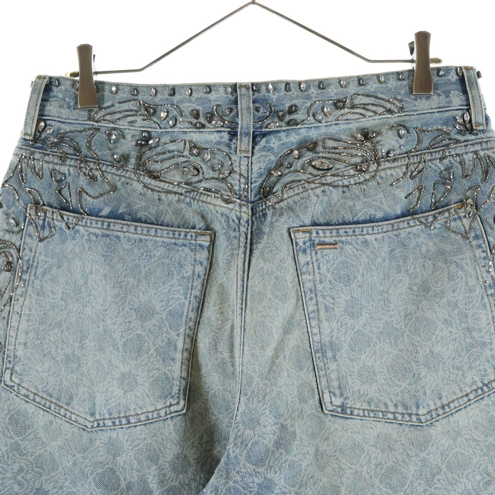 AMIRI(アミリ) クリスタル トリム バンダナ 総柄 デニム ショーツ