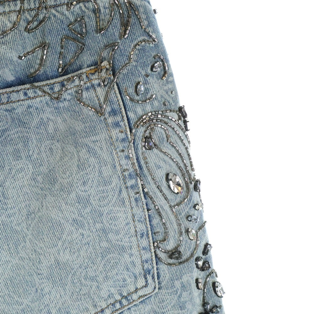 AMIRI(アミリ) クリスタル トリム バンダナ 総柄 デニム ショーツ