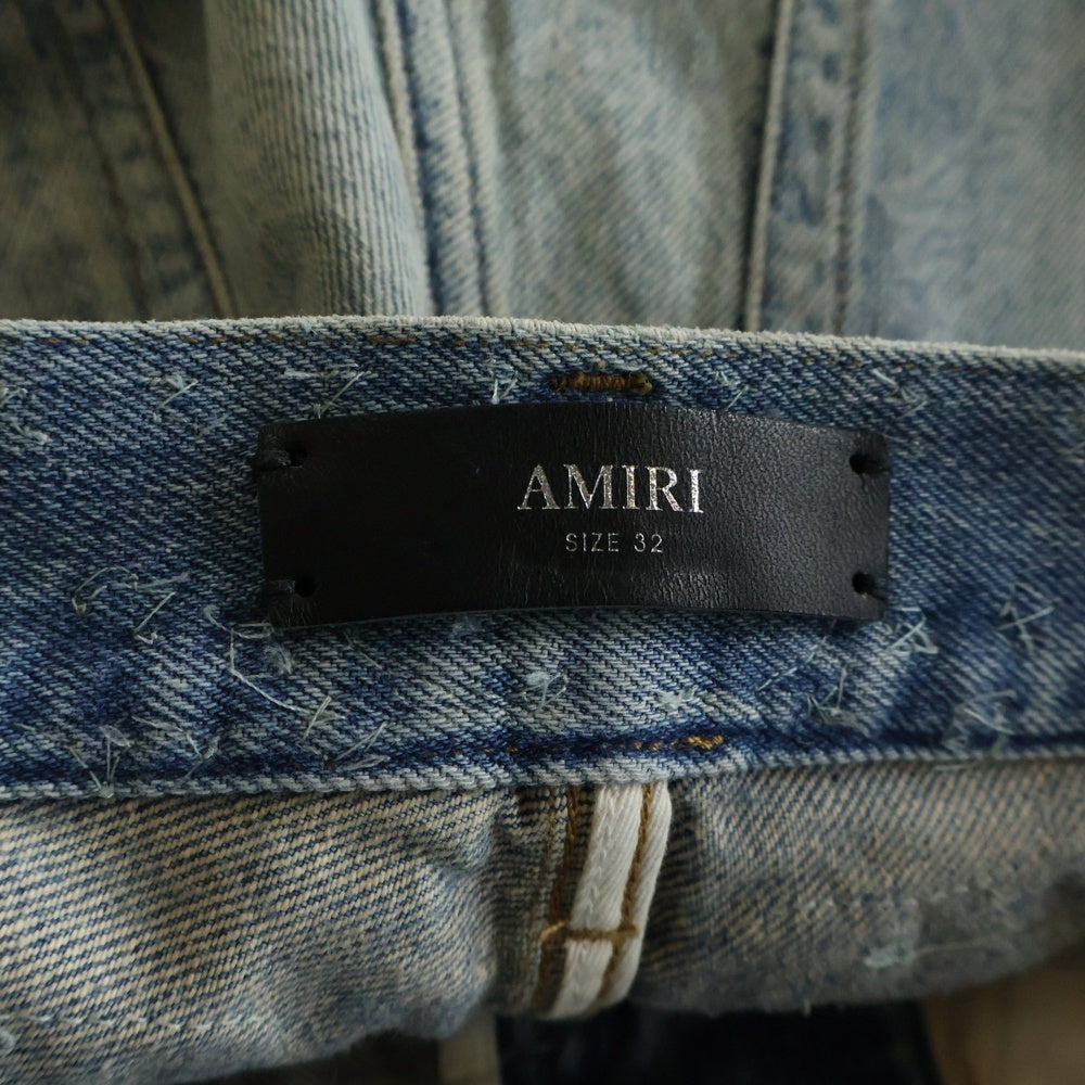 AMIRI(アミリ) クリスタル トリム バンダナ 総柄 デニム ショーツ