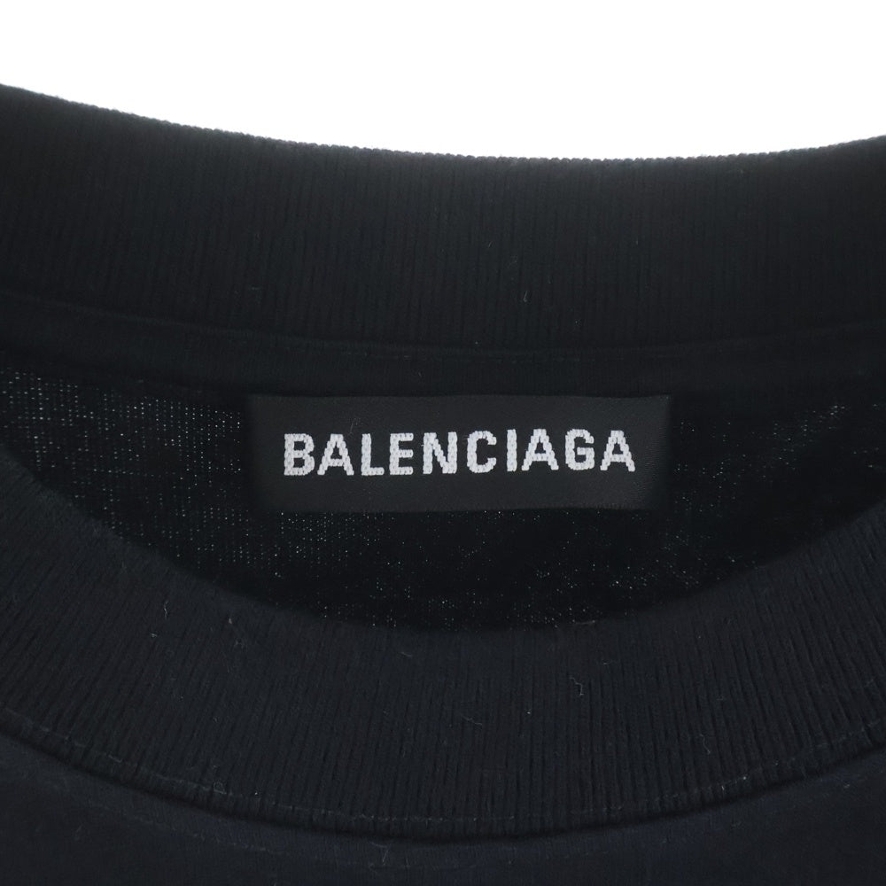 BALENCIAGA(バレンシアガ) 20SS REAL BALENCIAGA T-SHIRTH リアルバレンシアガ フロントプリント半袖Tシャツ カットソー ブラック 612966 TIVA1