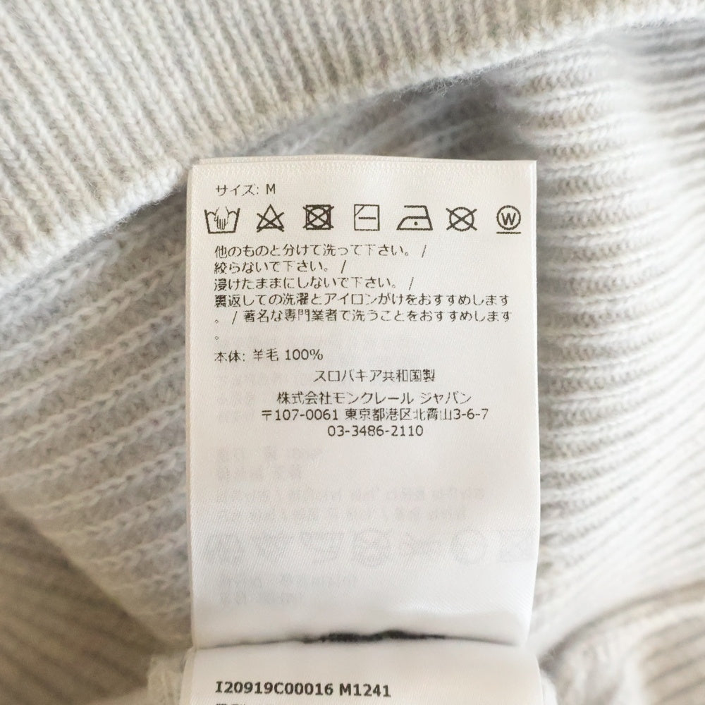 MONCLER(モンクレール) GIROCOLLO TRICOT トリコトット ロゴパッチクルーネックニット セーター グレー I20919C00016