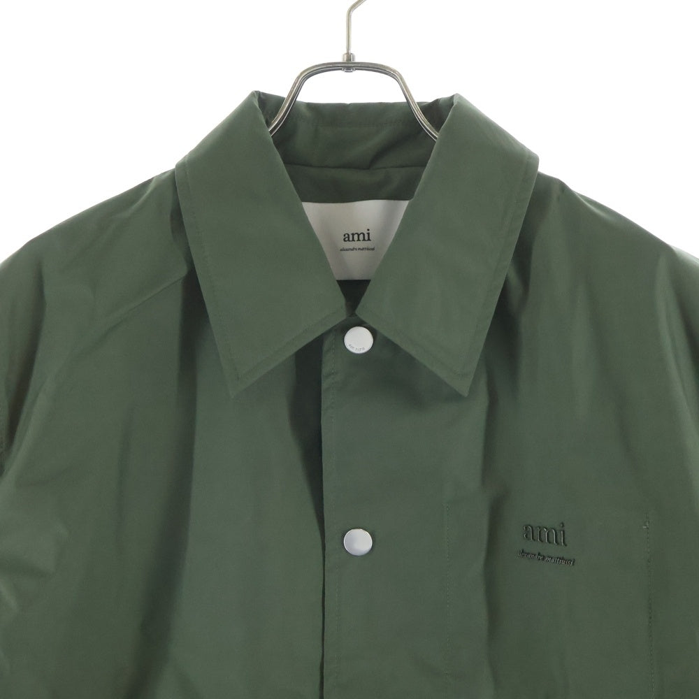 ami paris(アミパリス) BUTTONED JACKET ボタンジャケット ロゴコーチジャケット グリーン UJK252.PA0028