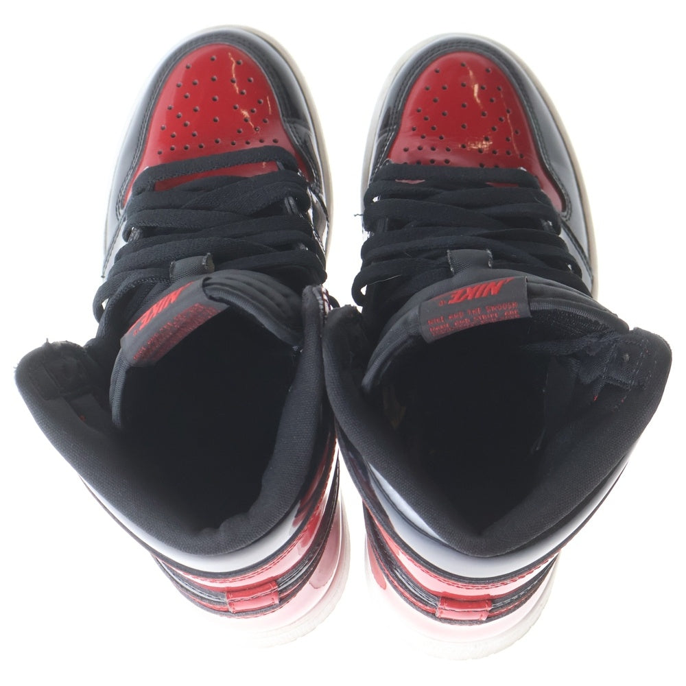 NIKE(ナイキ) AIR JORDAN 1 RETRO HIGH OG BRED PATENT 555088-063 エアジョーダン1 レトロ ブレッド パテント ハイカットスニーカー レッド/ブラック US6/24cm レディース