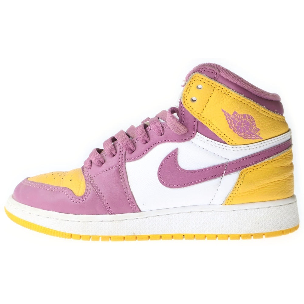 NIKE(ナイキ) GS AIR JORDAN 1 HIGH OG BROTHERHOOD 575441-706 エアジョーダン1ハイ ブラザーフッド ハイカットスニーカー ホワイト/イエロー/パープル US5Y/23.5cm レディース