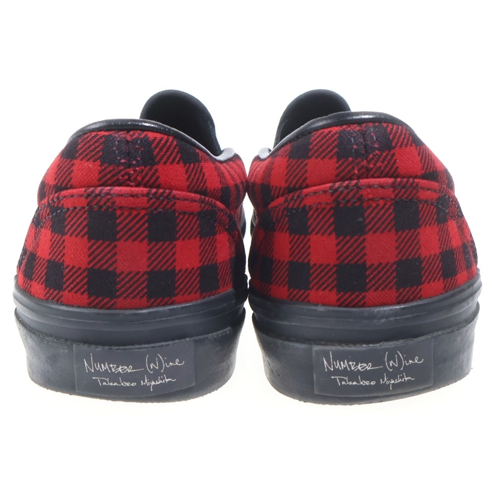 NUMBER (N)INE(ナンバーナイン) Slip-on エミリー期 バッファローチェック柄スリッポン ローカットスニーカー シューズ ブラック/レッド