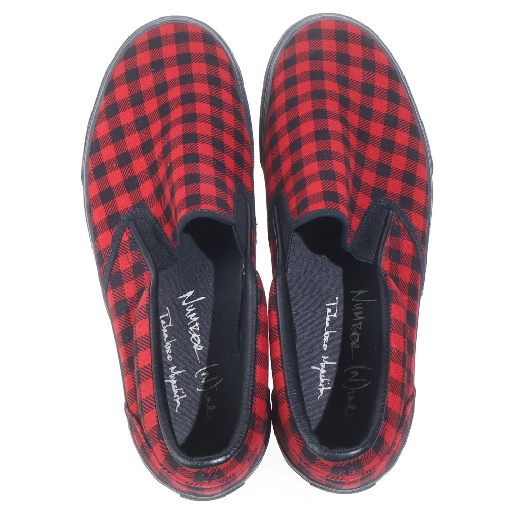 NUMBER (N)INE(ナンバーナイン) Slip-on エミリー期 バッファローチェック柄スリッポン ローカットスニーカー シューズ ブラック/レッド