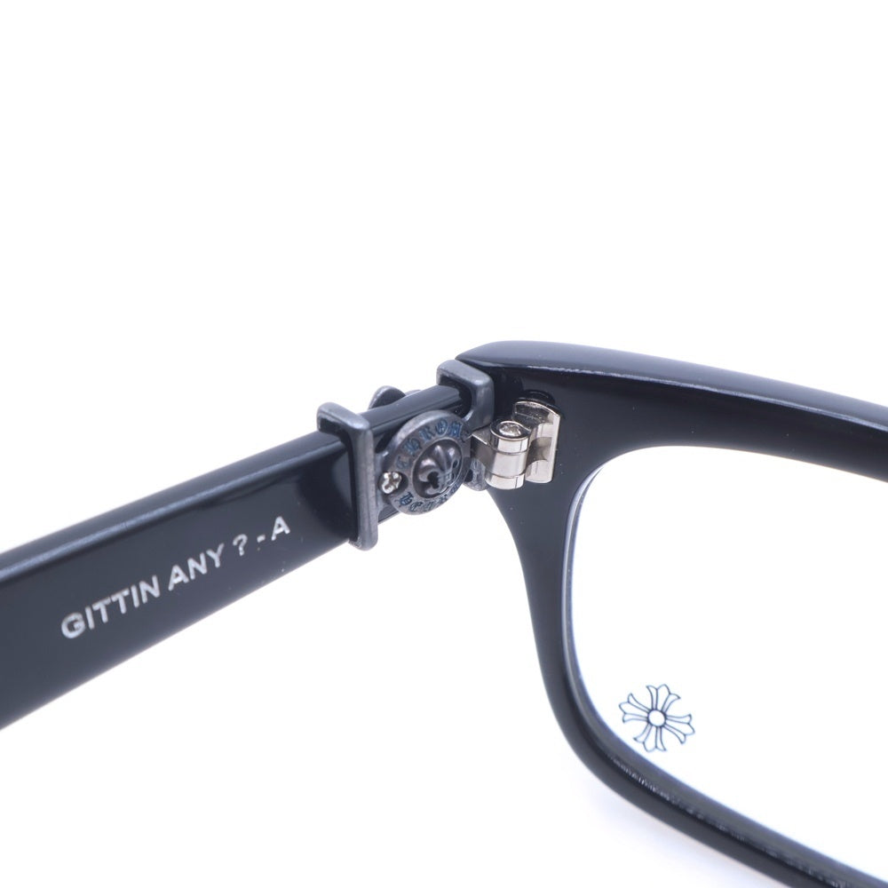 CHROME HEARTS(クロムハーツ) GITTIN ANY?-A BSフレアテンプル スクエアフレームアイウェア 眼鏡 ブラック