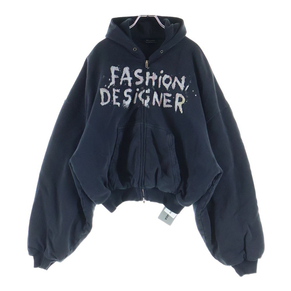 BALENCIAGA(バレンシアガ) SPRAYED EFFECT ZIPPED HOODIE スプレーエフェクト ジップフーディー パーカー ブラック