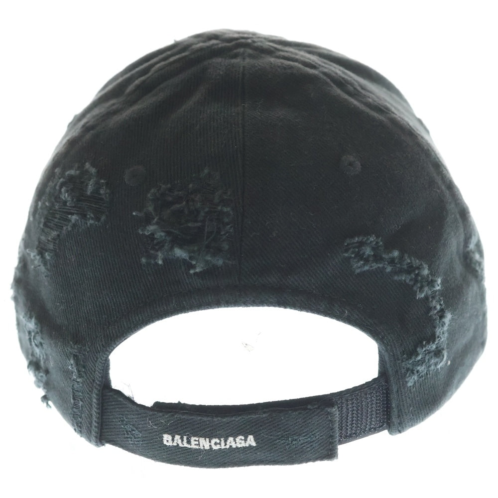 BALENCIAGA(バレンシアガ) 21SS RAMMSTEIN LIMITED EDTION ラムシュタイン リミテッドエディション デストロイ加工 6パネル ベースボールキャップ ブラック 670765410B2