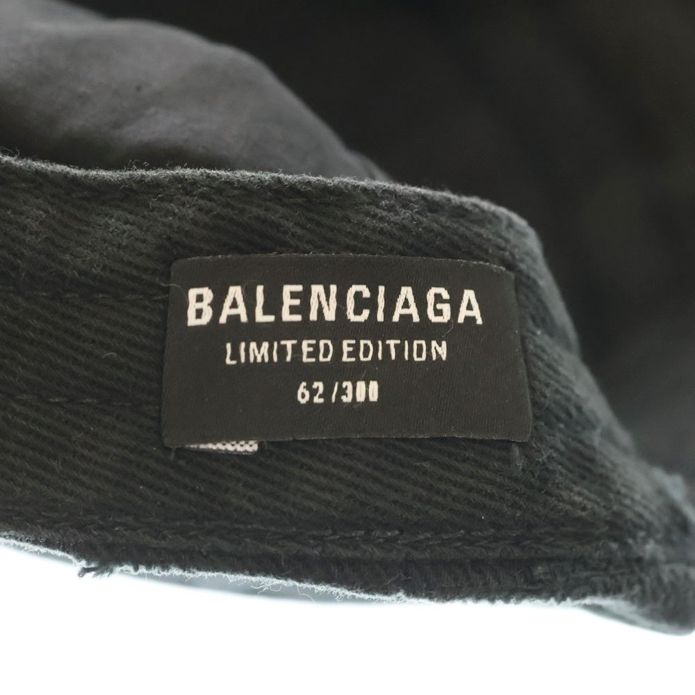 BALENCIAGA(バレンシアガ) 21SS RAMMSTEIN LIMITED EDTION ラムシュタイン リミテッドエディション デストロイ加工 6パネル ベースボールキャップ ブラック 670765410B2