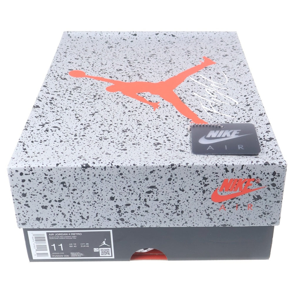NIKE(ナイキ) AIR JORDAN 4 RETRO BRED REIMAGINED FV5029-006 エアジョーダン レトロ ブレッドリイマジンド ハイカットスニーカー ブラック/レッド US11/29cm