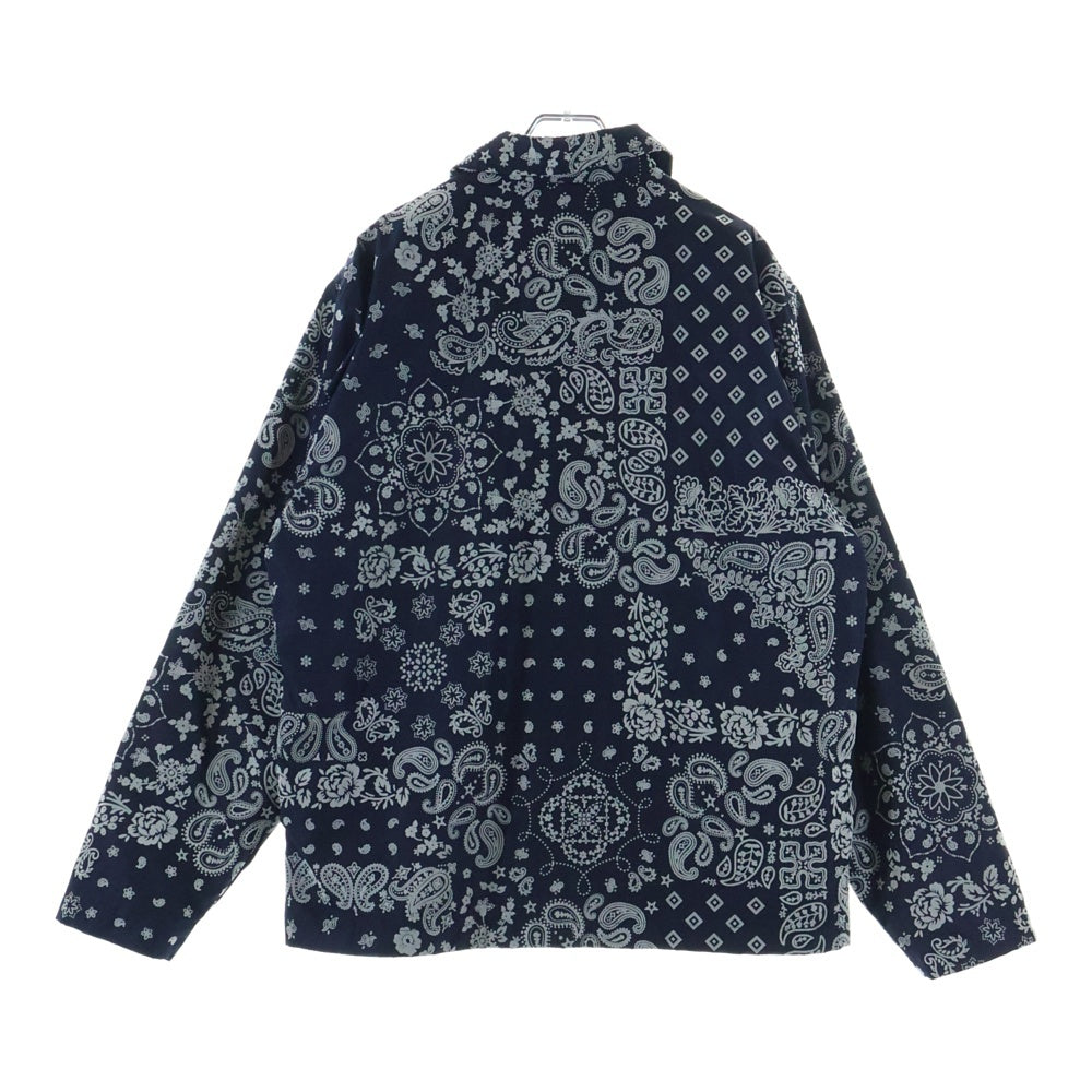 KITH(キス) 24AW Flocked Deconstructed Bandana Coaches Jacket フロック加工デコンストラクトバンダナコーチジャケット ネイビー KHM010370