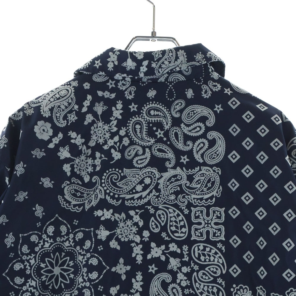 KITH(キス) 24AW Flocked Deconstructed Bandana Coaches Jacket フロック加工デコンストラクトバンダナコーチジャケット ネイビー KHM010370