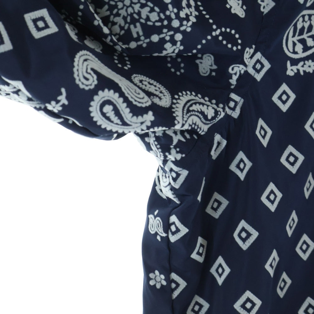 KITH(キス) 24AW Flocked Deconstructed Bandana Coaches Jacket フロック加工デコンストラクトバンダナコーチジャケット ネイビー KHM010370