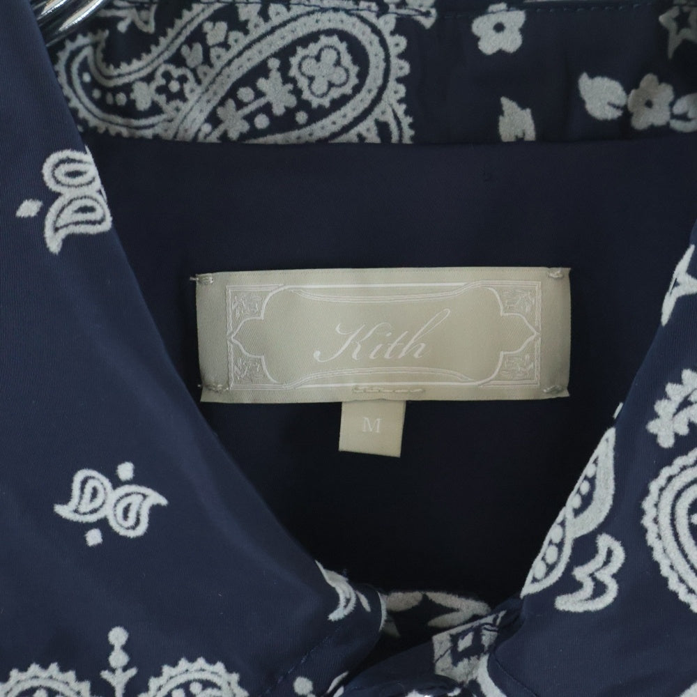 KITH(キス) 24AW Flocked Deconstructed Bandana Coaches Jacket フロック加工デコンストラクトバンダナコーチジャケット ネイビー KHM010370
